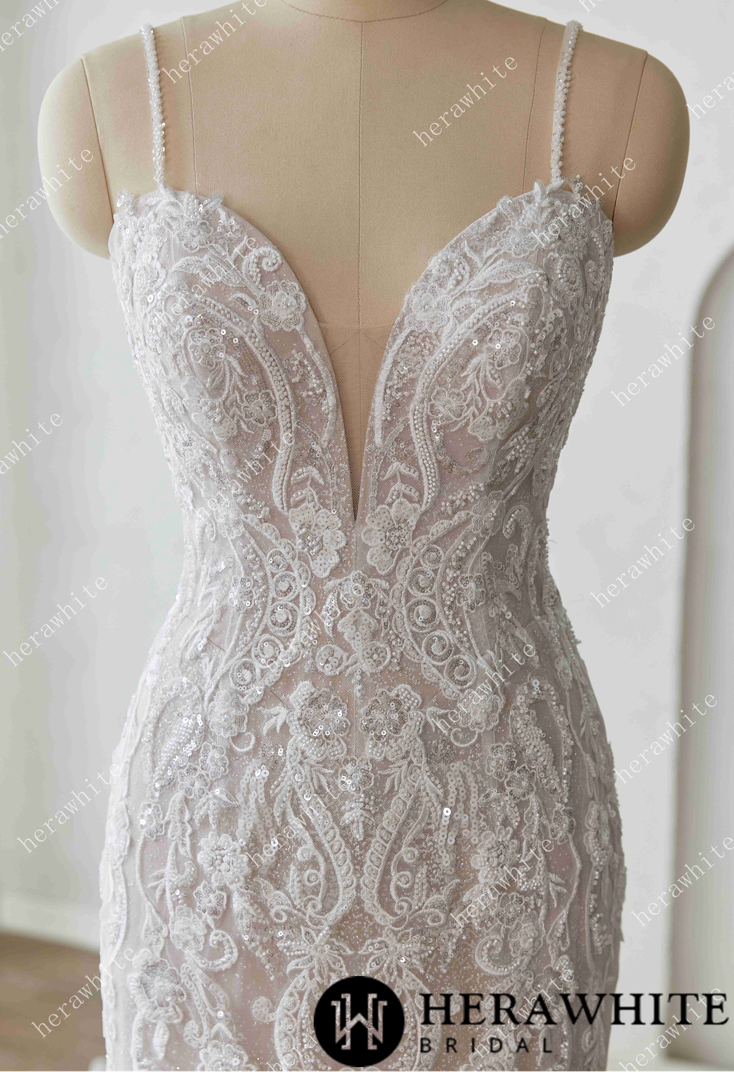 Glamorous Glitter Tulle Wedding Dress with Beaded Corset Back and Dramatic Train