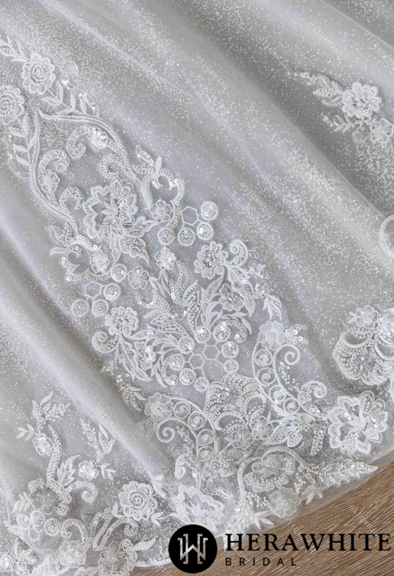 Glamorous Glitter Tulle Wedding Dress with Beaded Corset Back and Dramatic Train