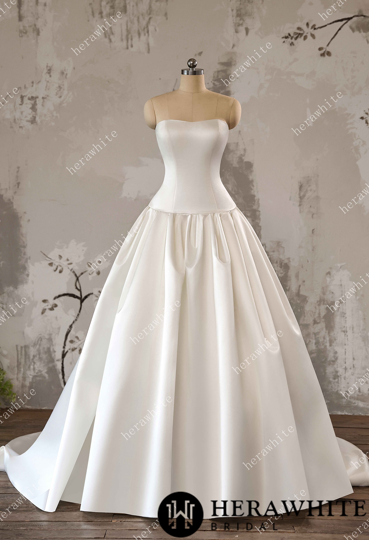 Timeless Elegance Satin Drop Waist Ball Gown