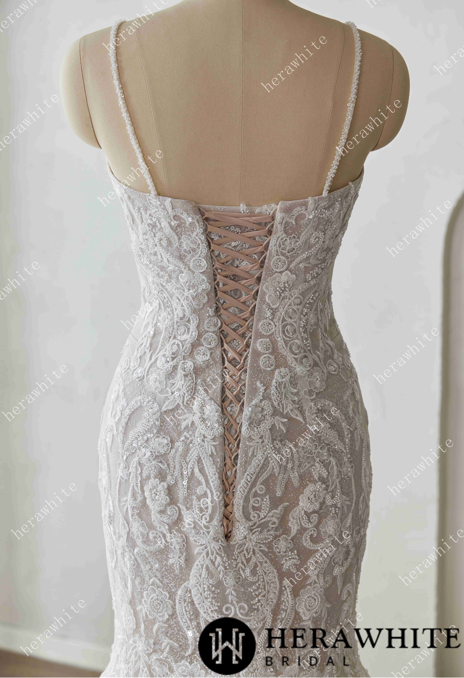 Glamorous Glitter Tulle Wedding Dress with Beaded Corset Back and Dramatic Train