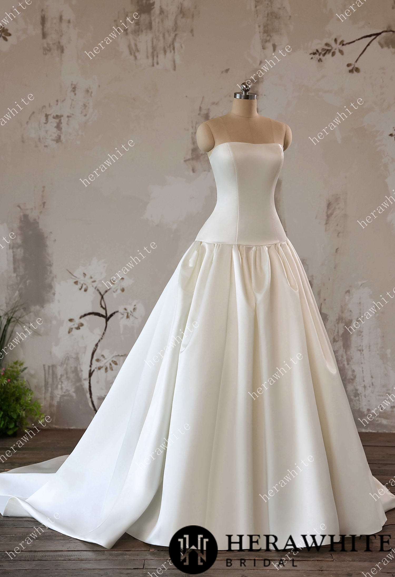Timeless Elegance Satin Drop Waist Ball Gown