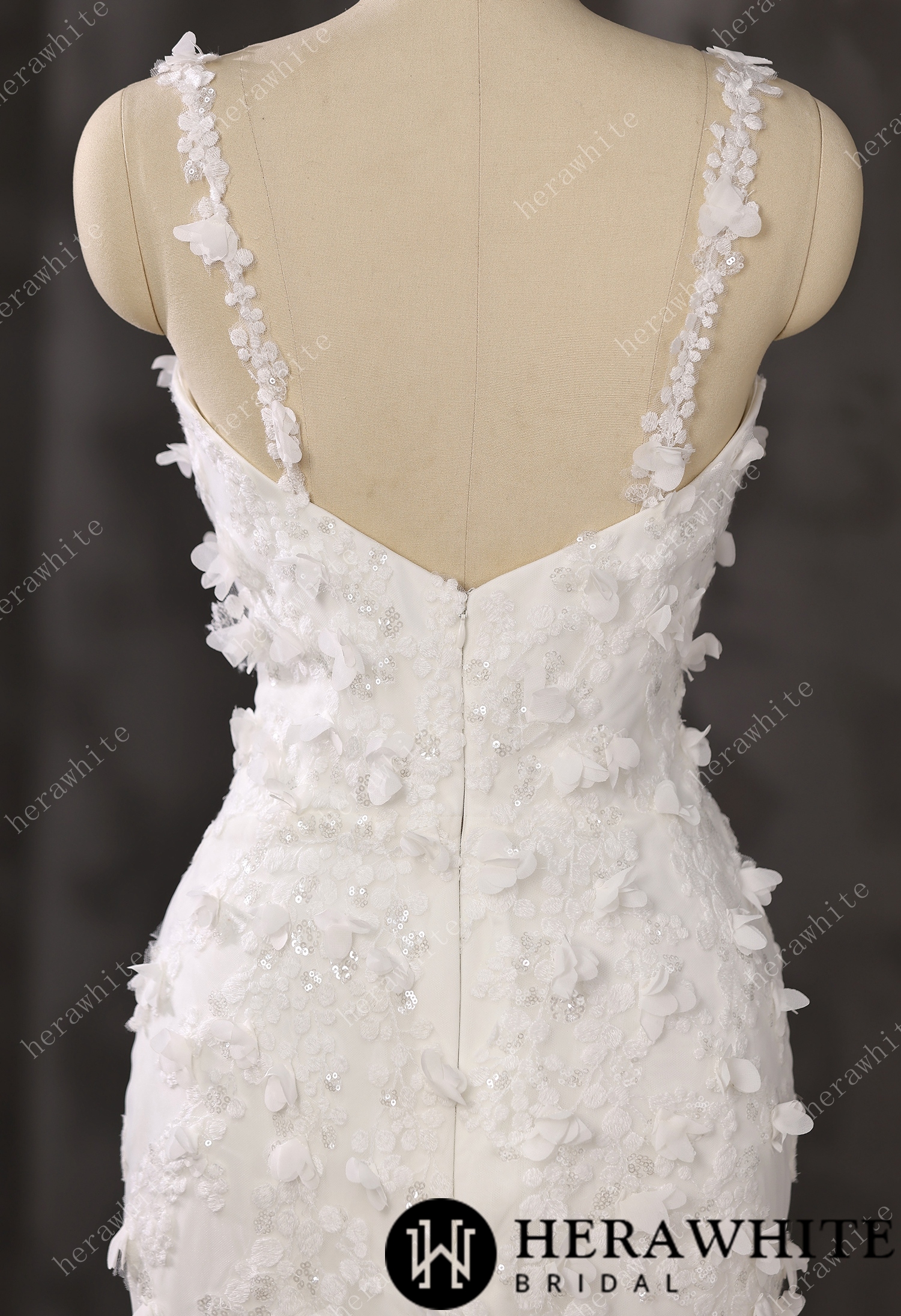 Elegant Wedding Dress with Intricate Floral Embellishments
