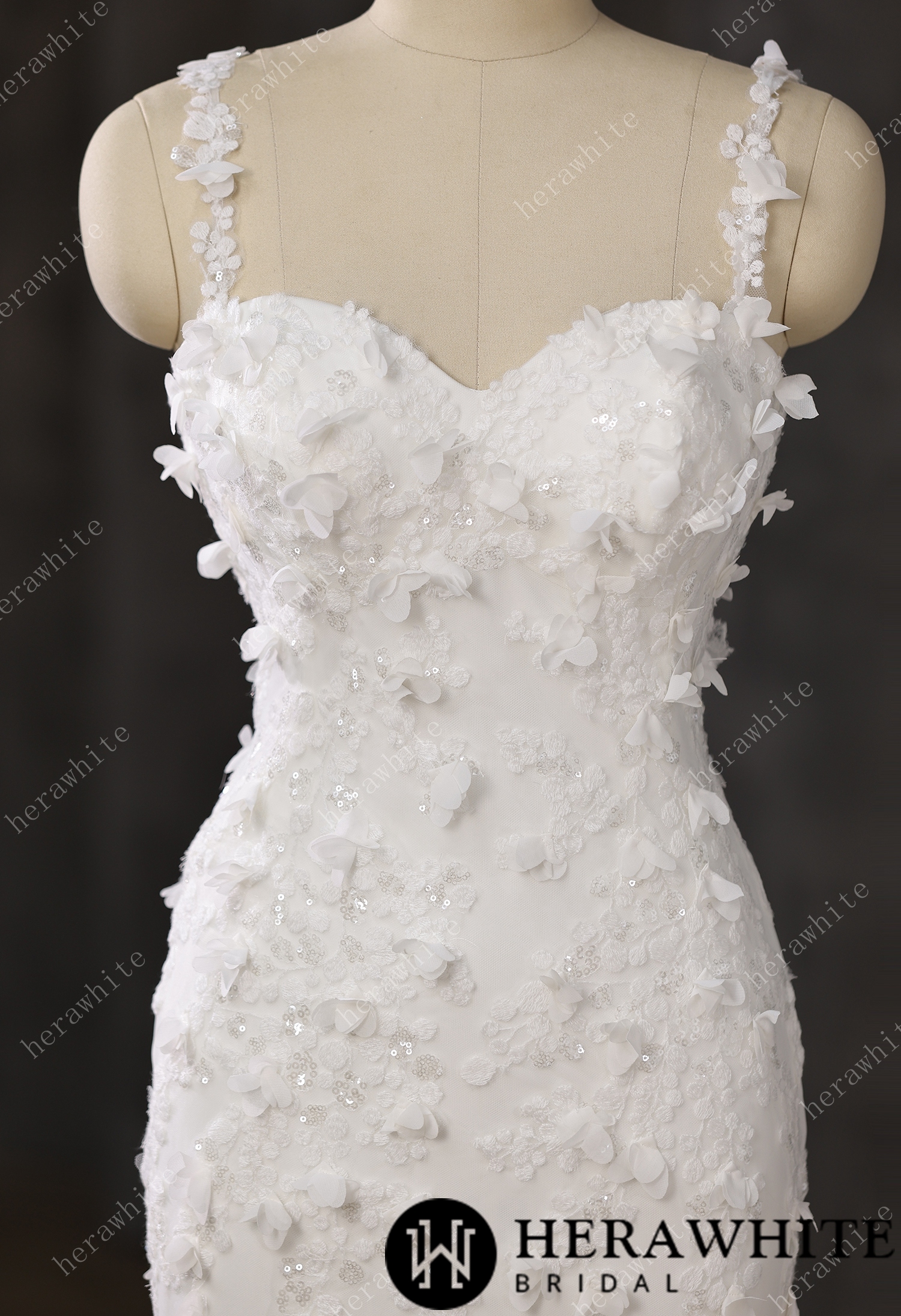 Elegant Wedding Dress with Intricate Floral Embellishments