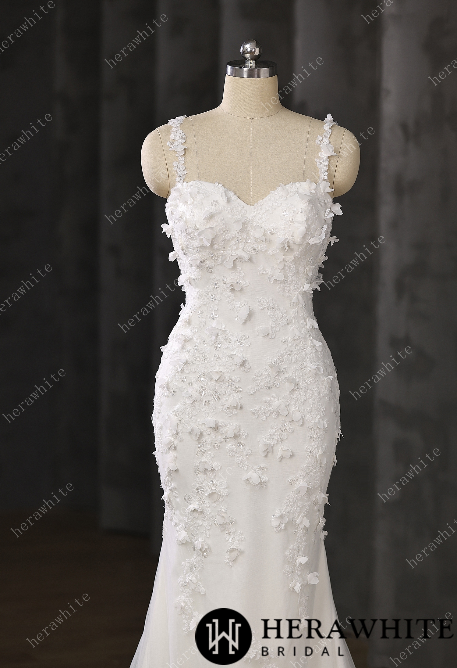 Elegant Wedding Dress with Intricate Floral Embellishments