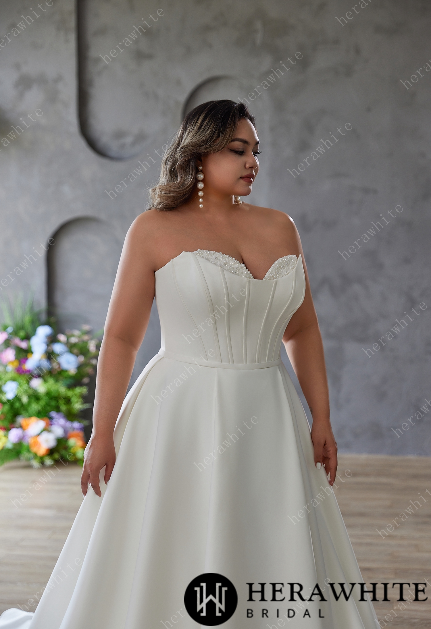 In Stock/ Sculpted Elegance – Strapless A-Line Gown in Double Matte Satin