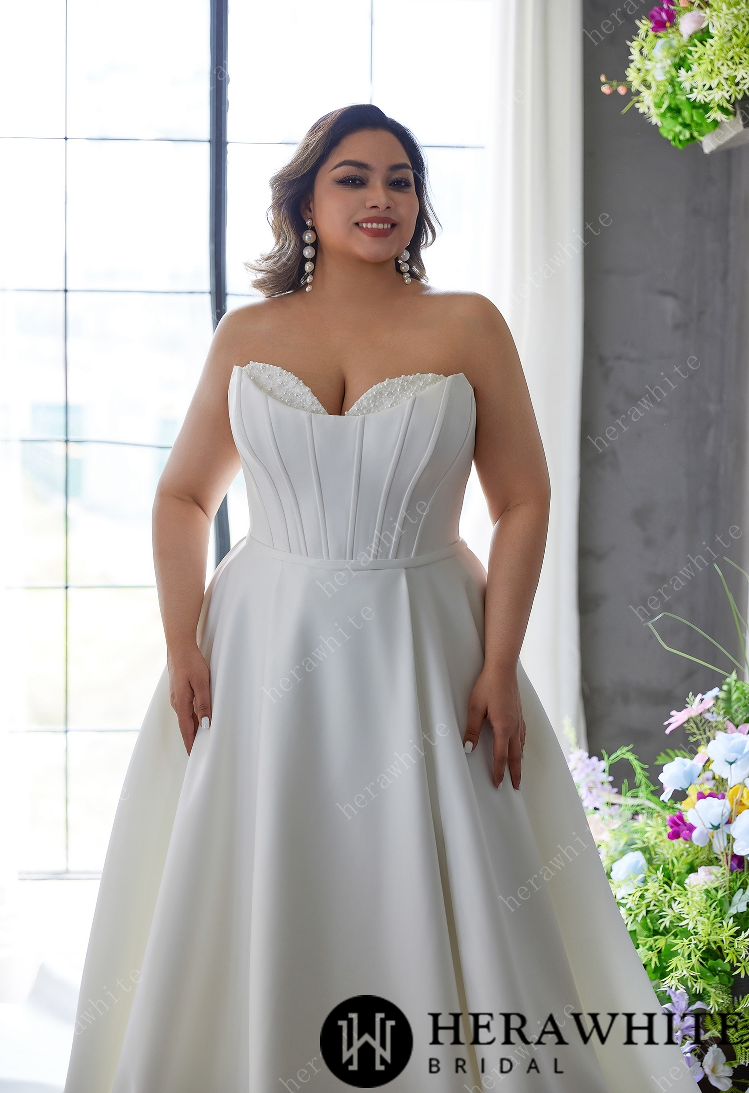 In Stock/ Sculpted Elegance – Strapless A-Line Gown in Double Matte Satin
