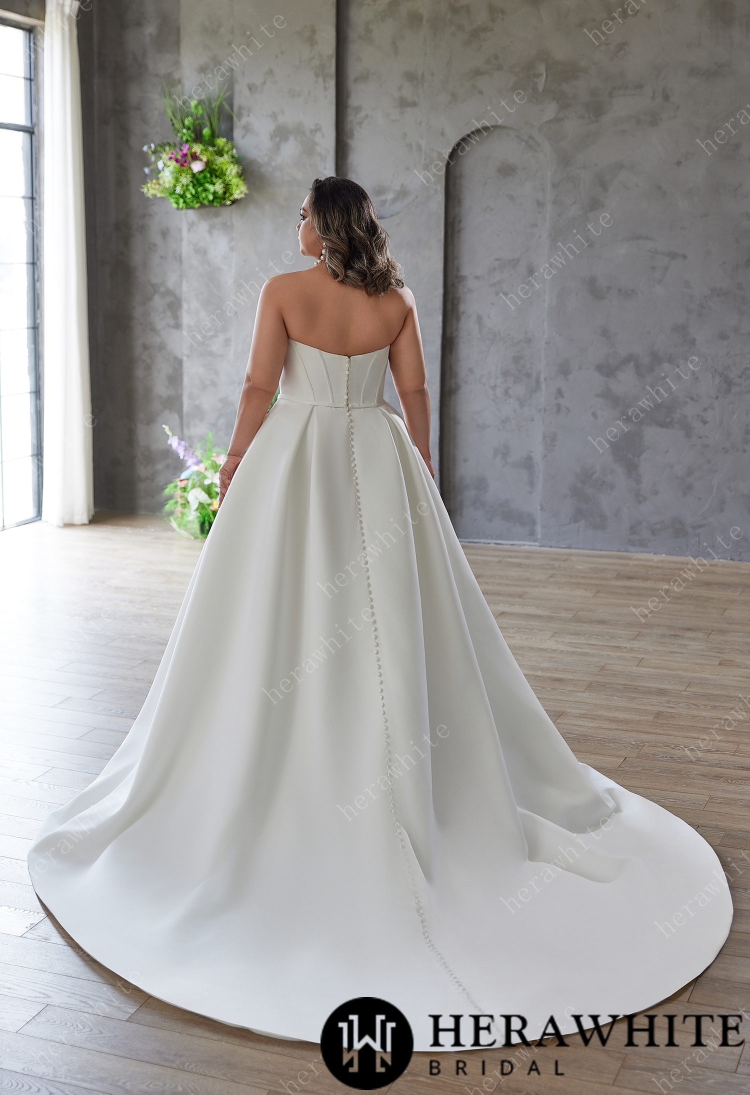 In Stock/ Sculpted Elegance – Strapless A-Line Gown in Double Matte Satin