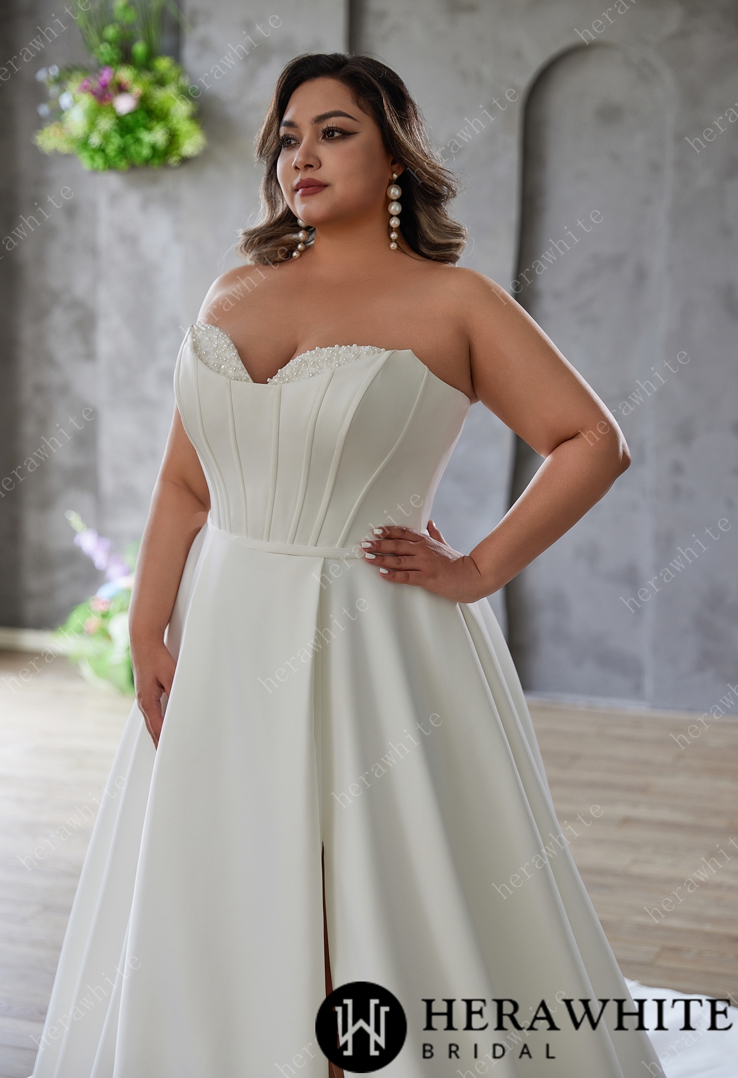In Stock/ Sculpted Elegance – Strapless A-Line Gown in Double Matte Satin