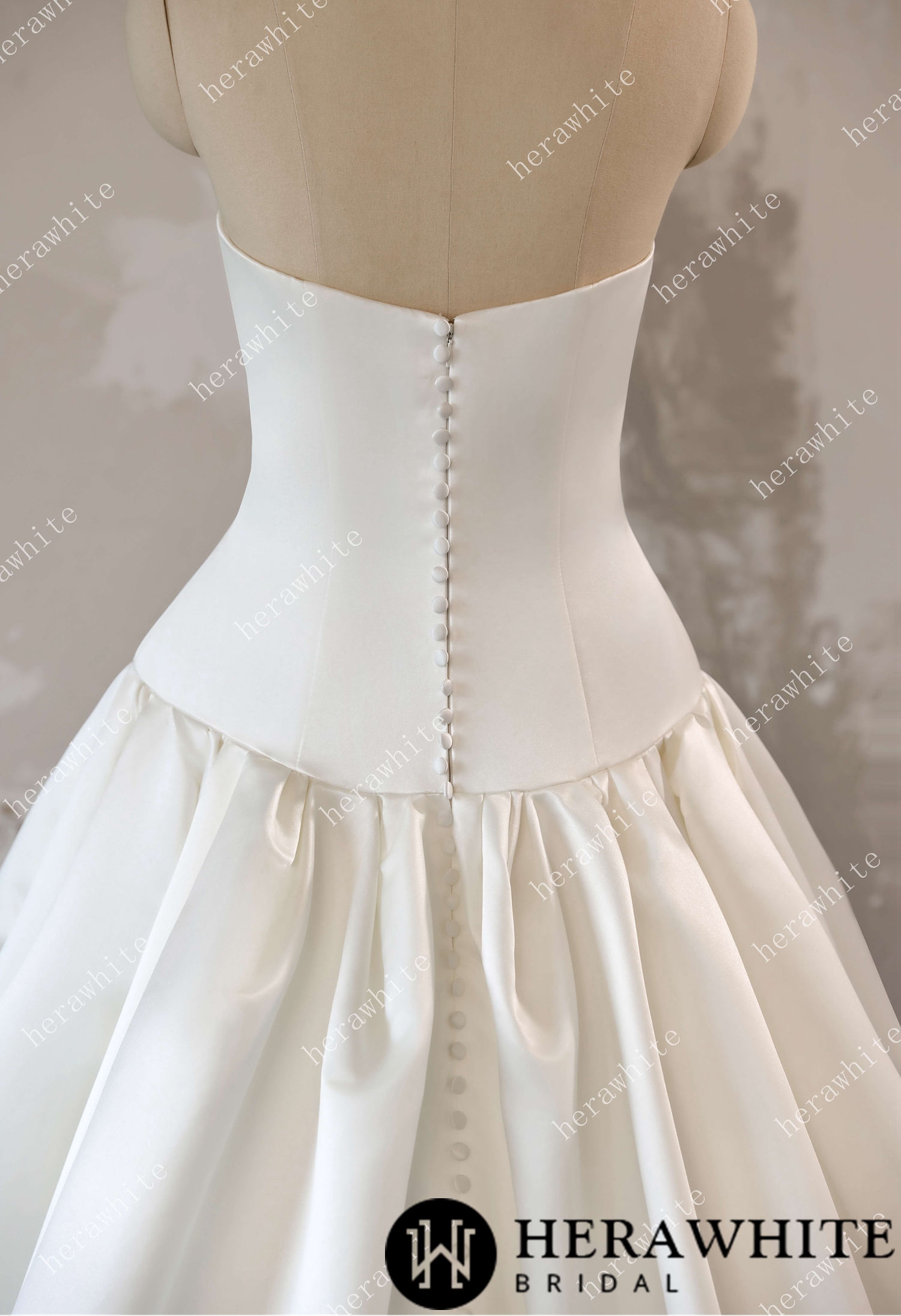 In Stock/ Timeless Elegance Satin Drop Waist Ball Gown