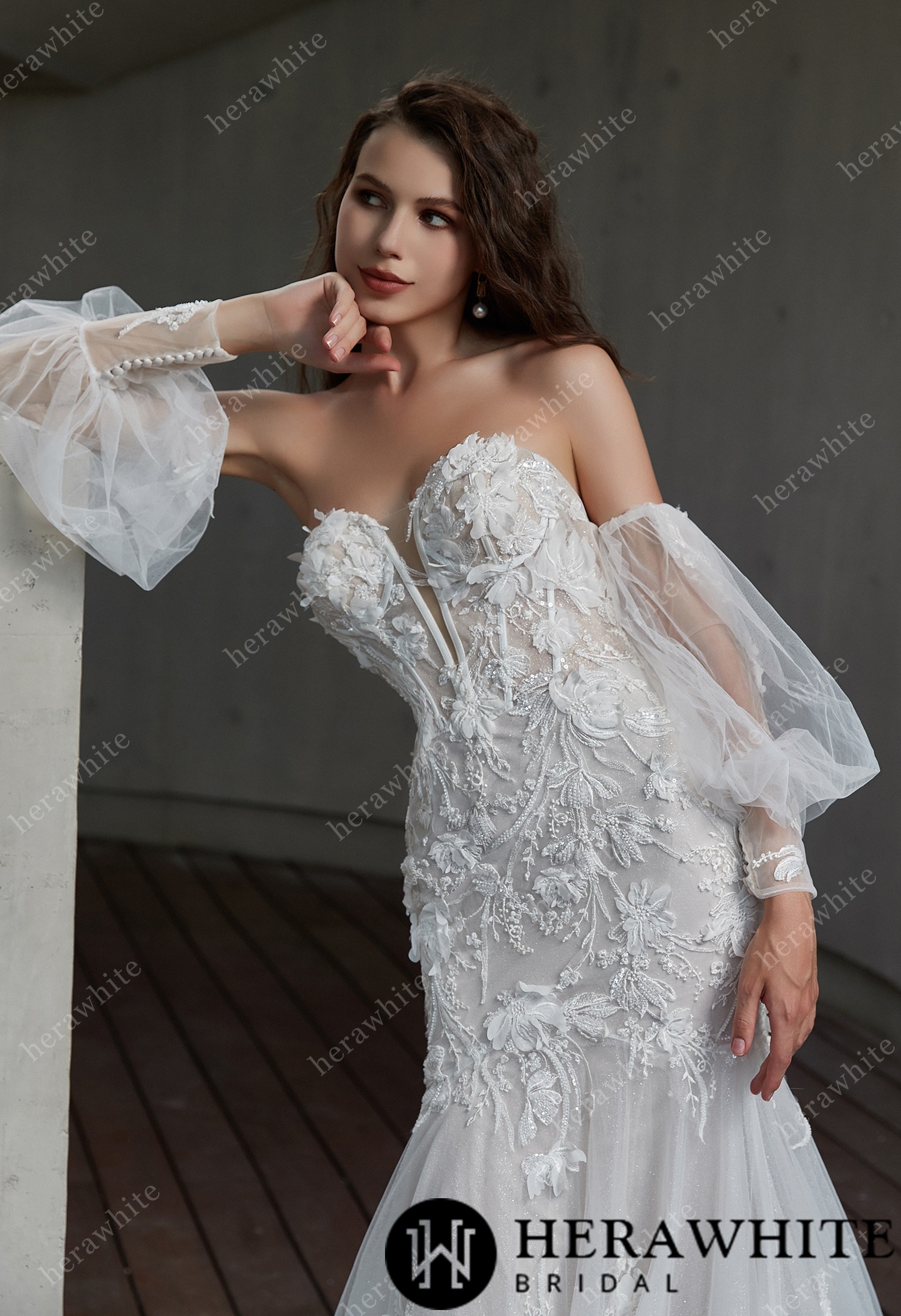 In Stock/ Sexy Sweetheart 3D Floral Mermaid Wedding Gown