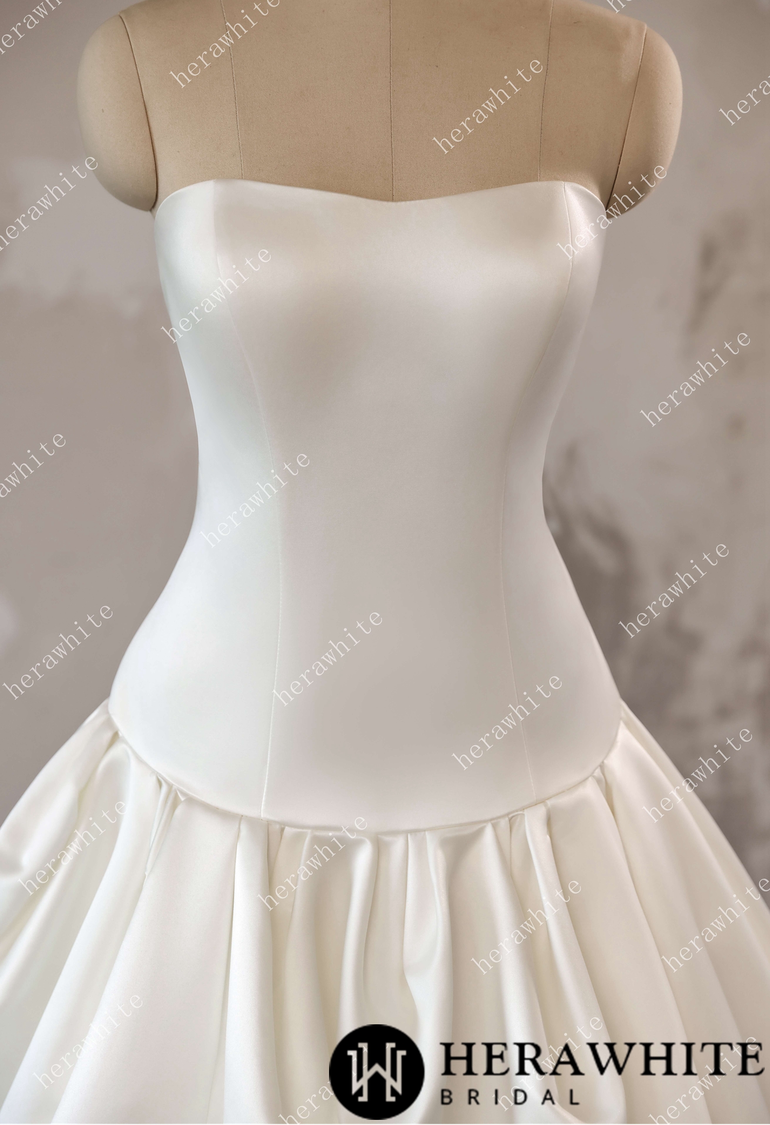 In Stock/ Timeless Elegance Satin Drop Waist Ball Gown