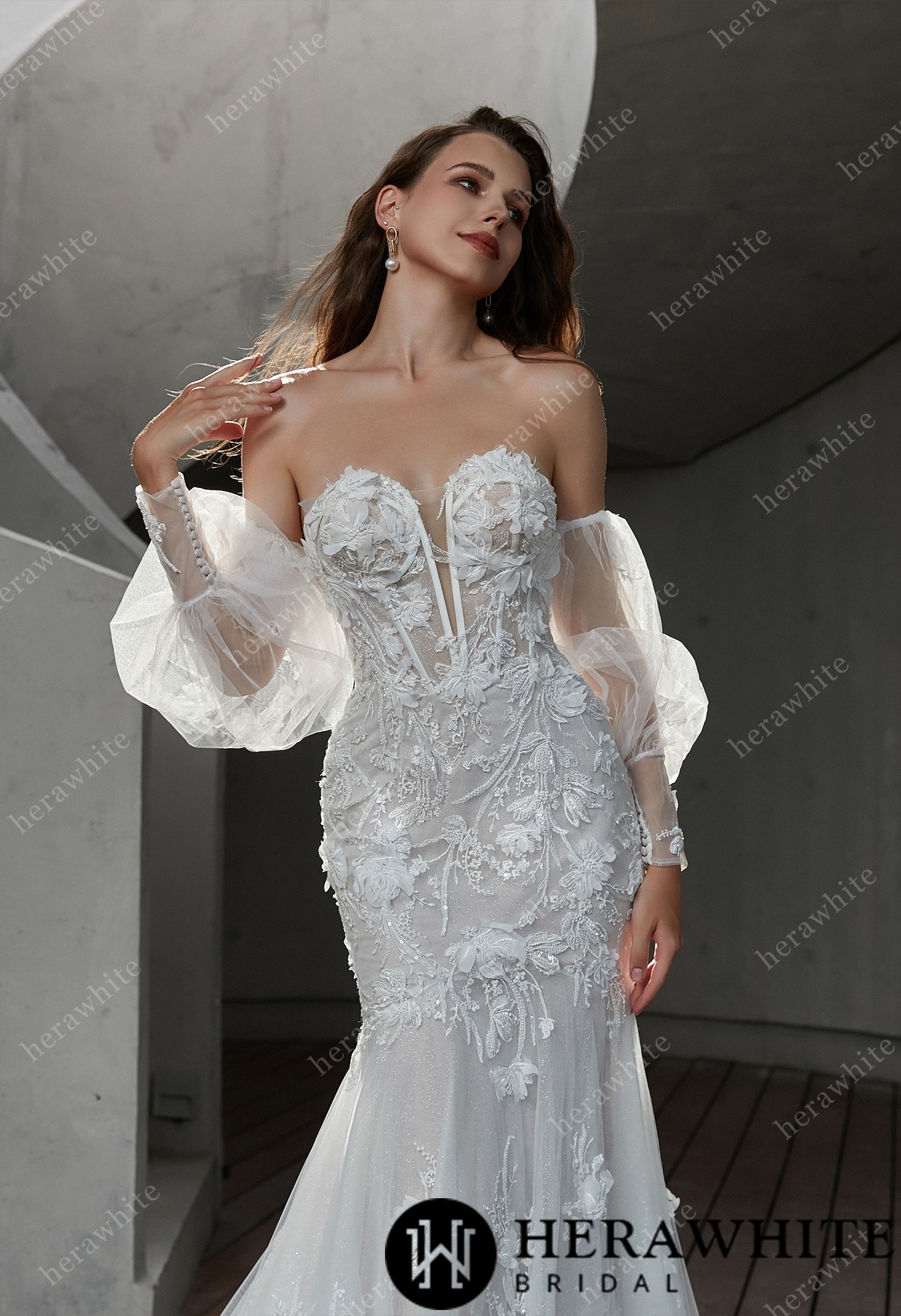 In Stock/ Sexy Sweetheart 3D Floral Mermaid Wedding Gown