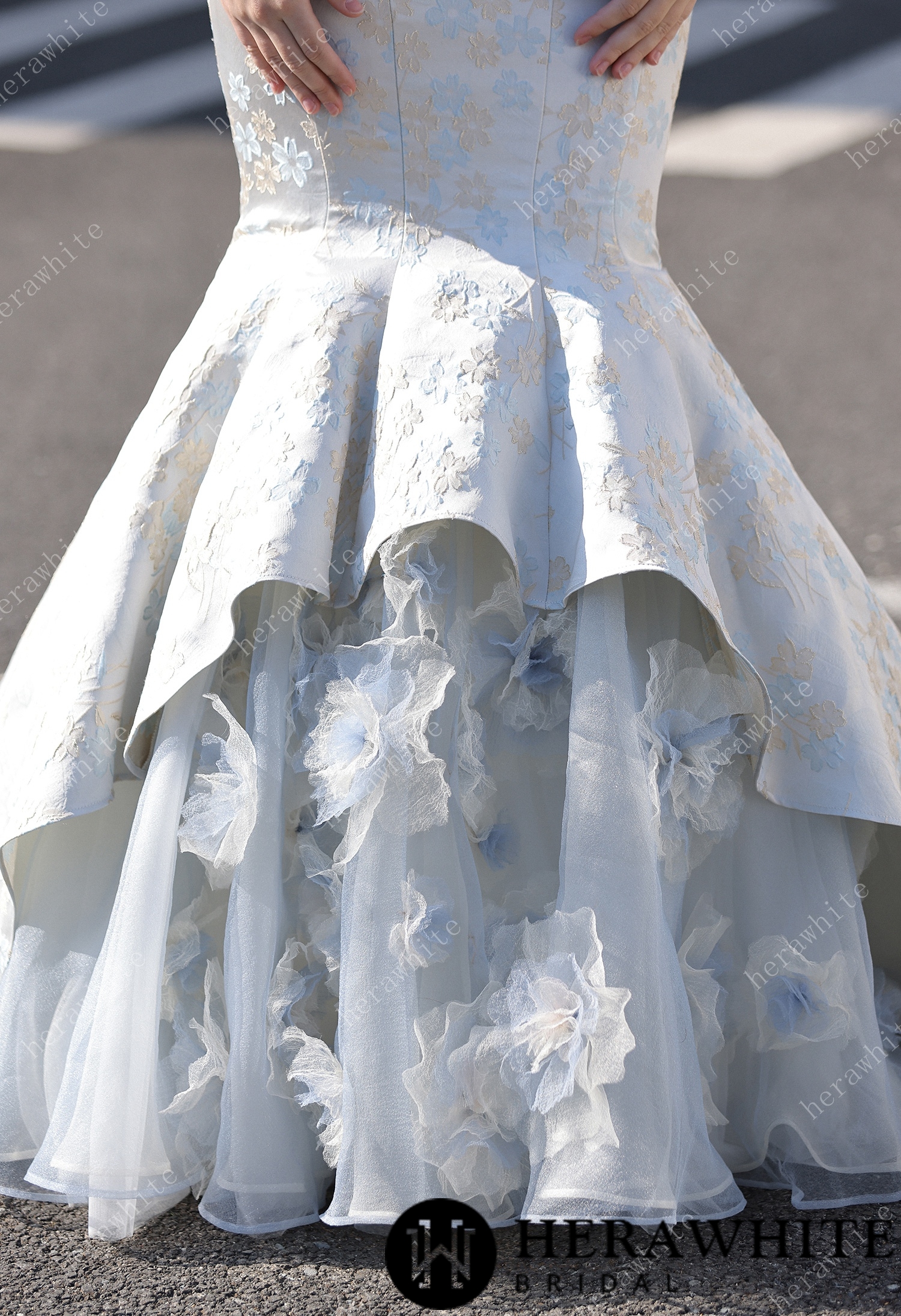 Mikado Mermaid Bridal Gown With Handmade Floral Accents