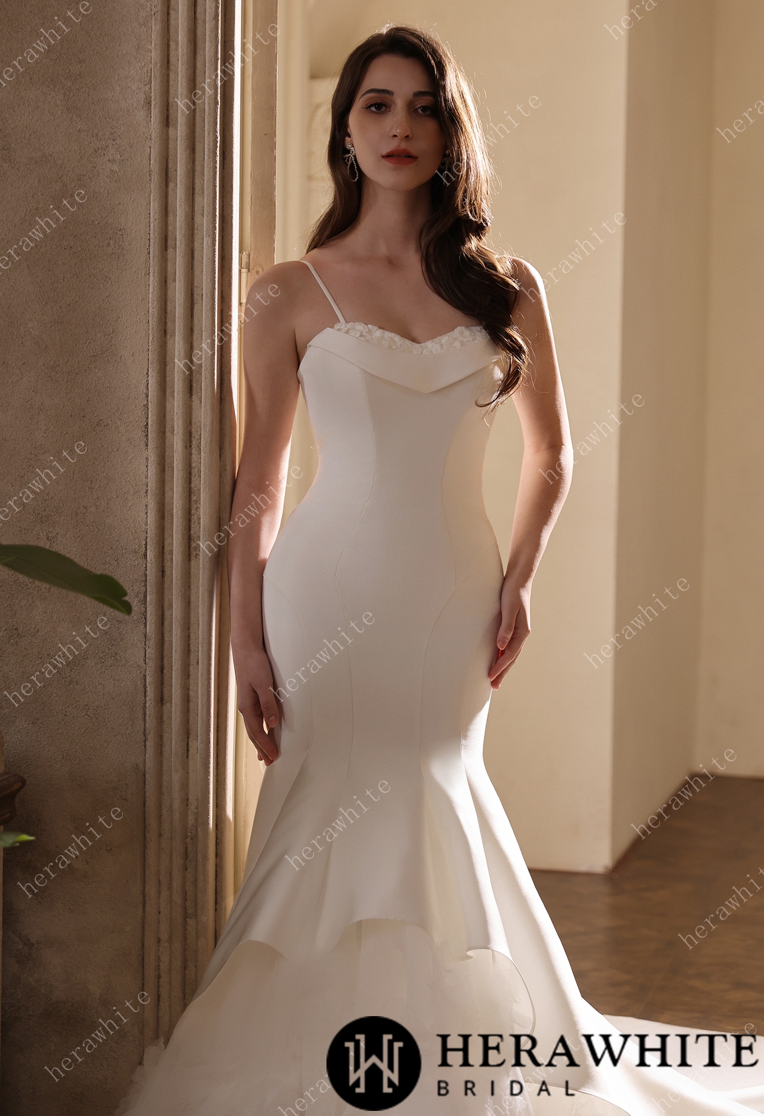 Mikado Mermaid Bridal Gown With Handmade Floral Accents