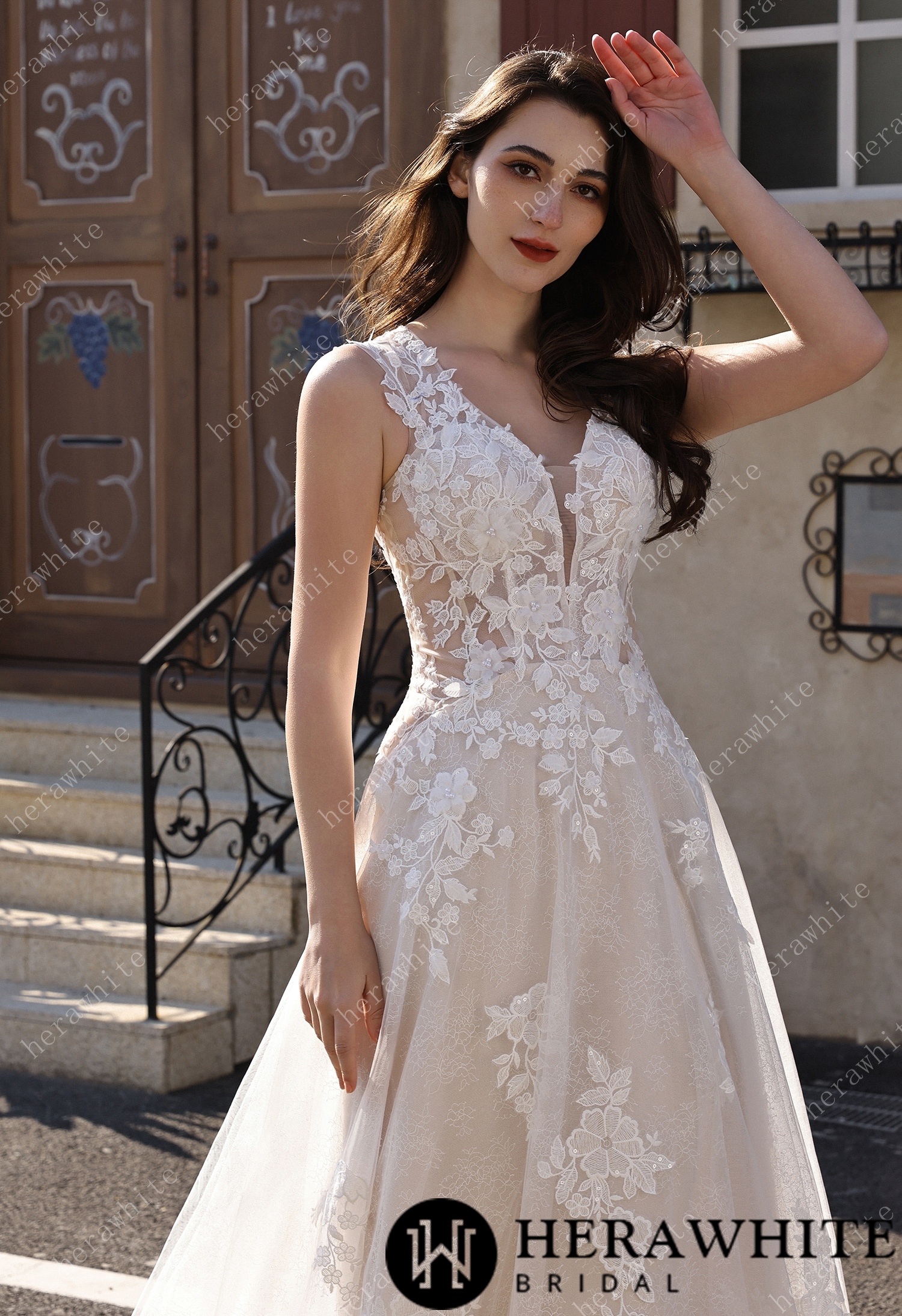 Timeless Sweetheart Neckline 3D Lace  A-line Wedding Dress With Pearl Chain Back Detail