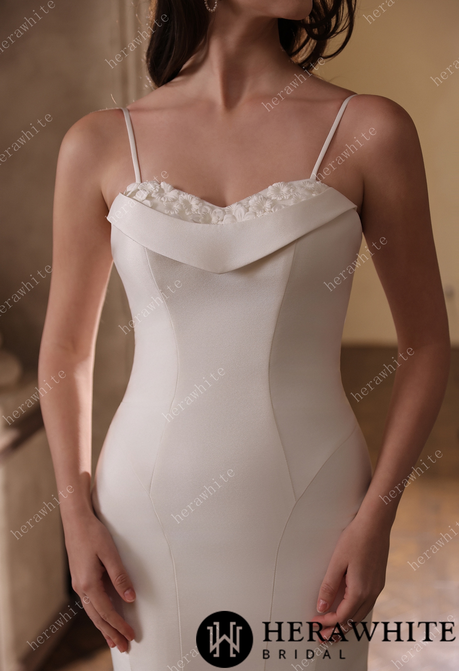 Mikado Mermaid Bridal Gown With Handmade Floral Accents