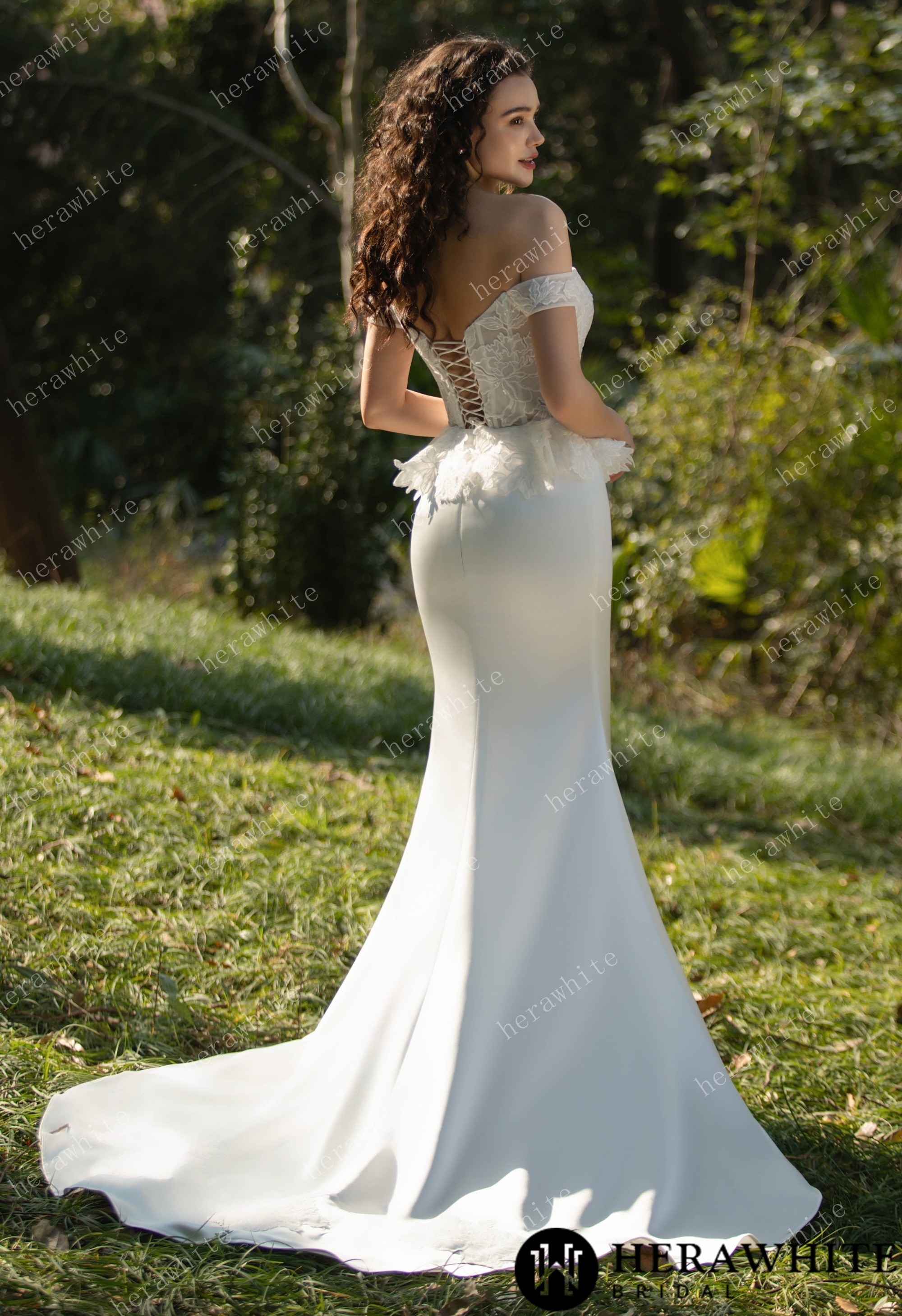 Sample Sale/ Off the Shoulder Ruffle Fit and Flare Bridal Gown