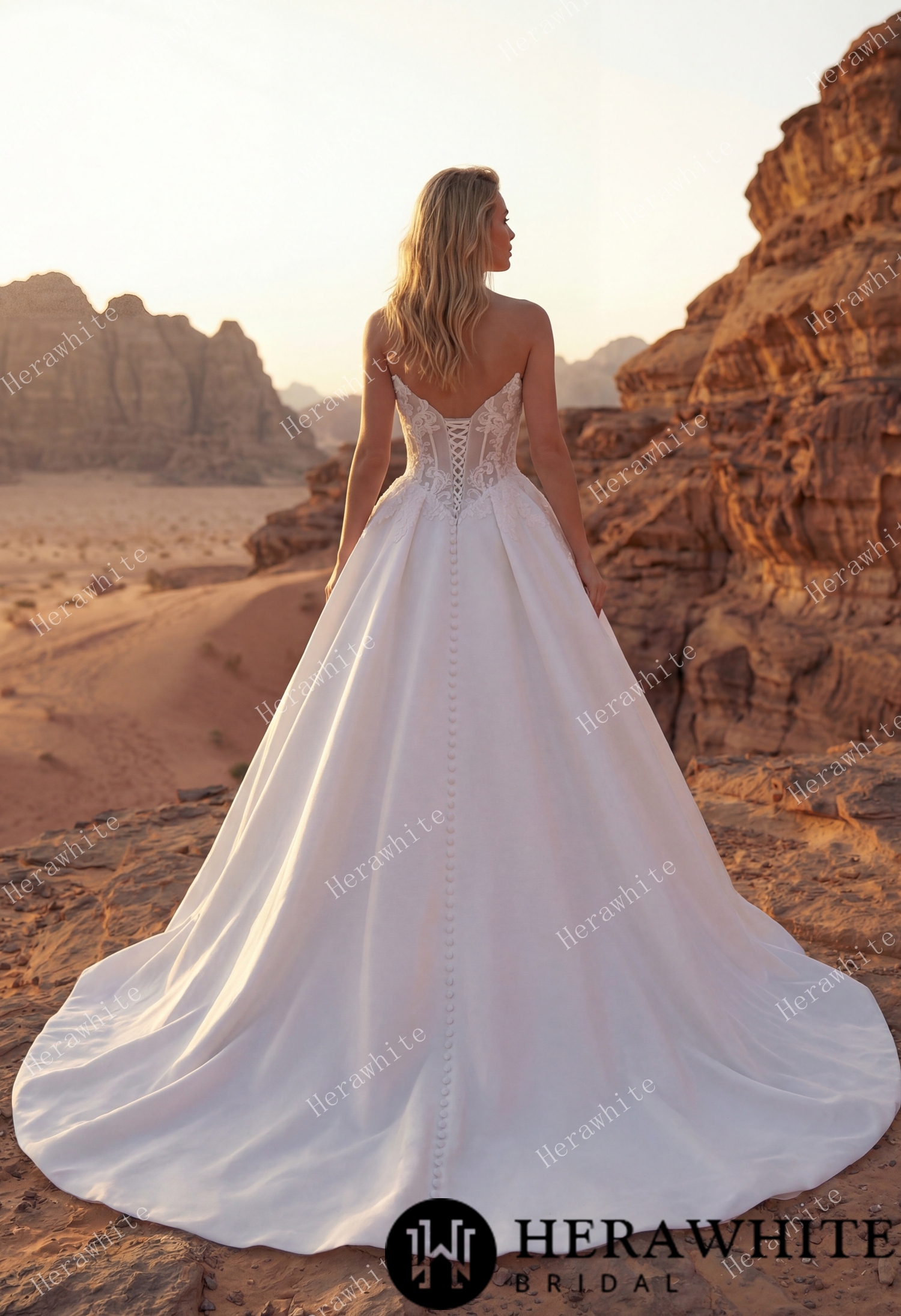 Strapless Sweetheart Lace & Satin Ball Wedding Dress
