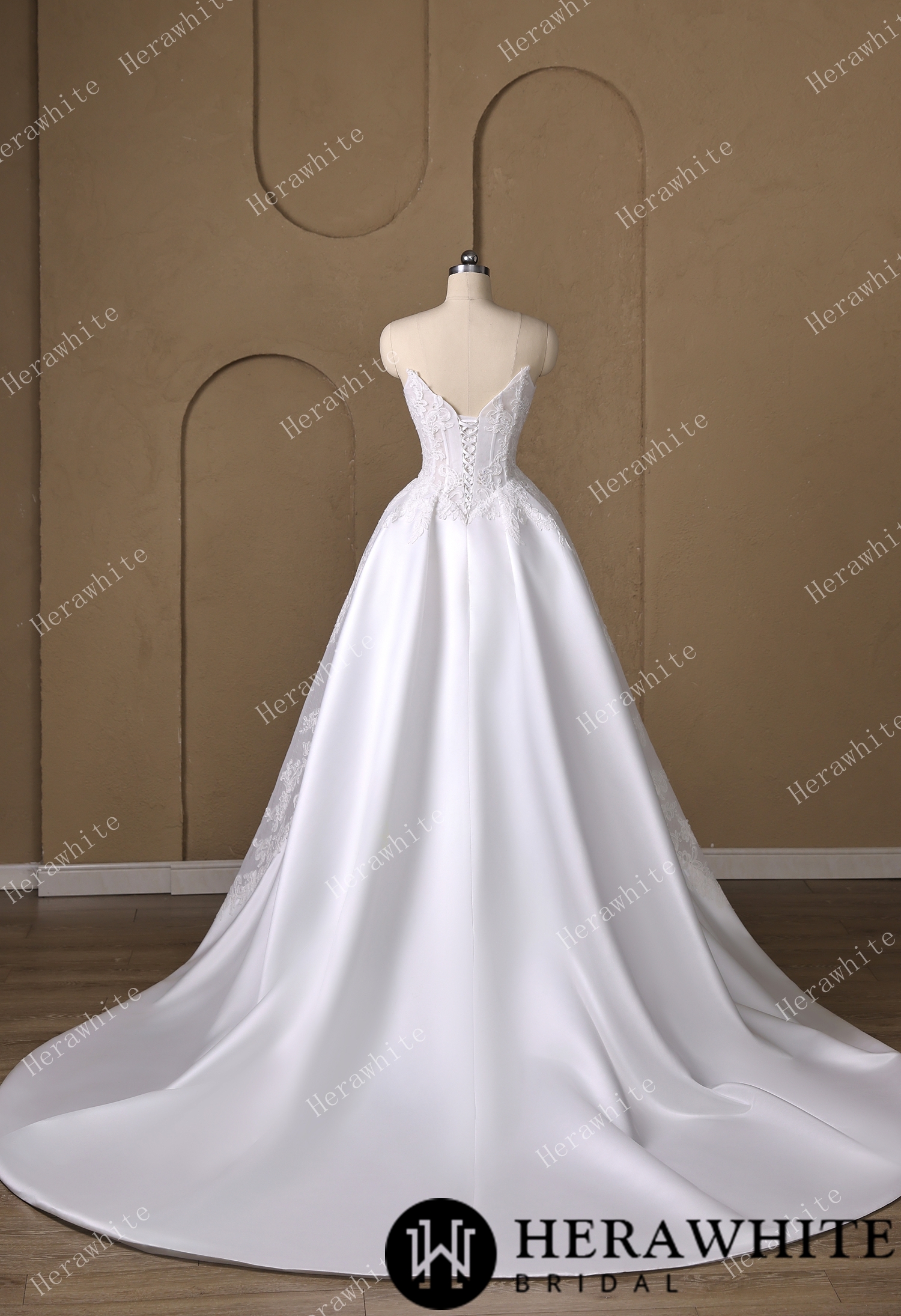 Strapless Sweetheart Lace & Satin Ball Wedding Dress
