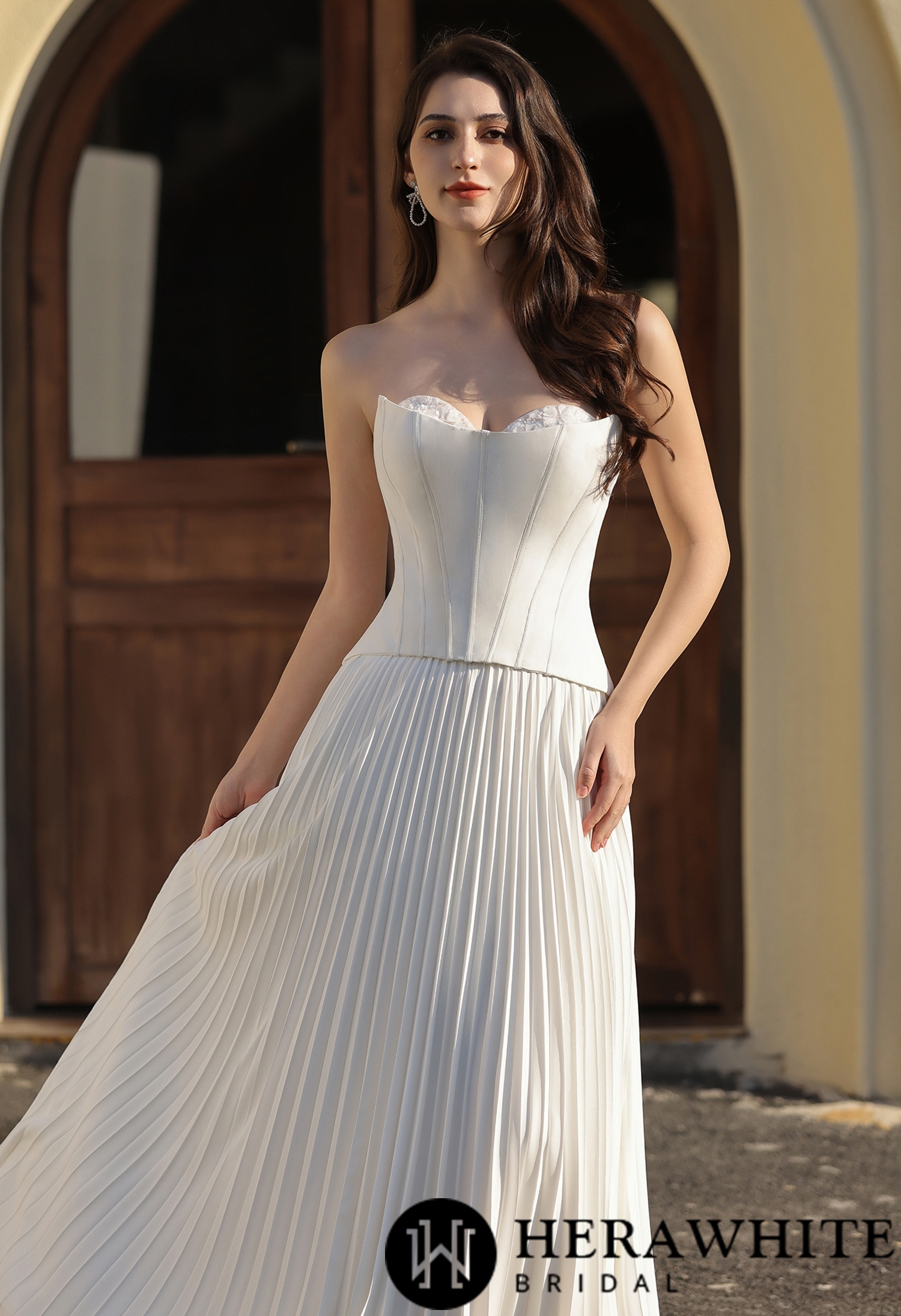 Detachable Strapless Bridal Corset Bodice with Lace-Up Back