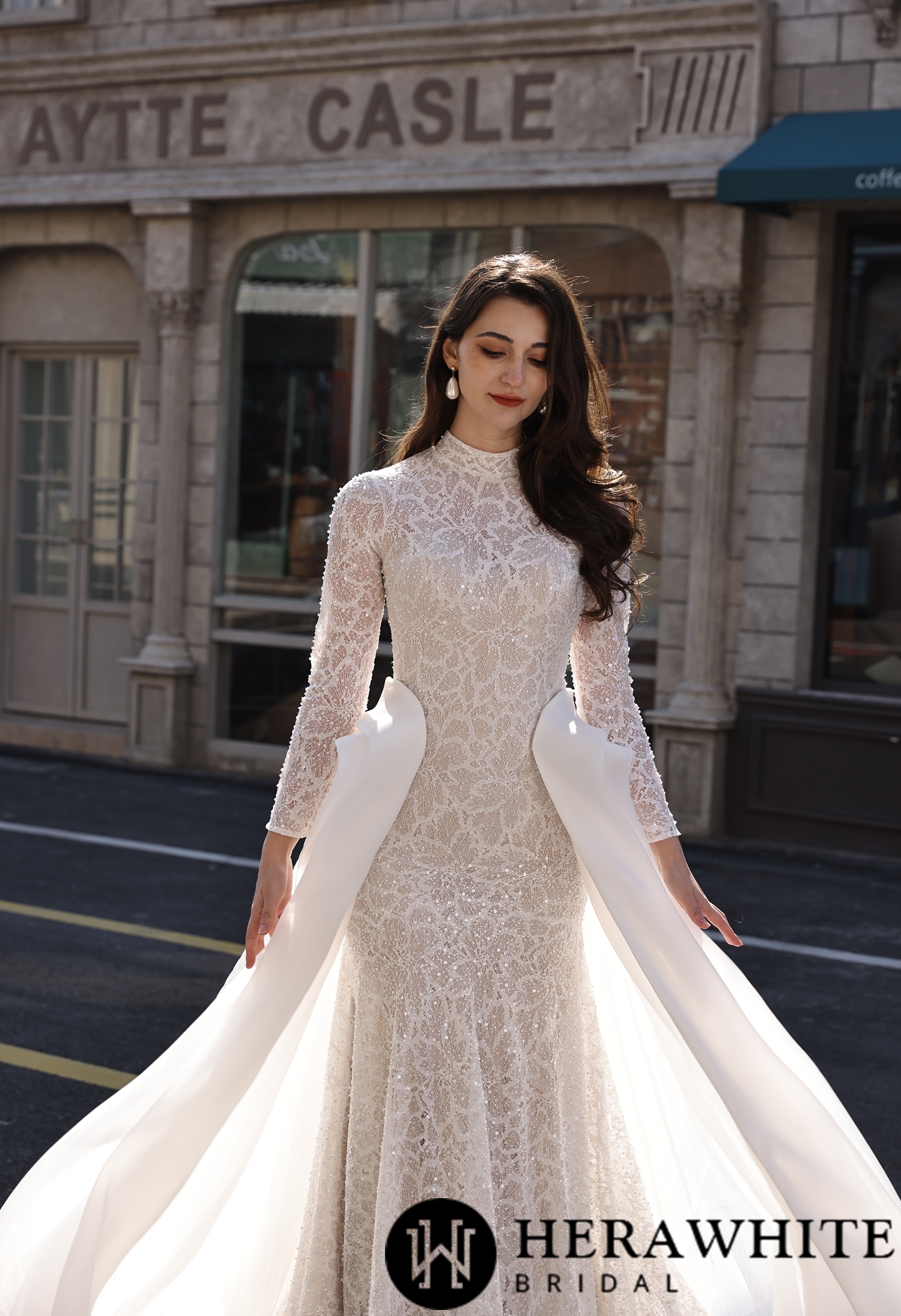 Tulle Bridal Overskirt with Train