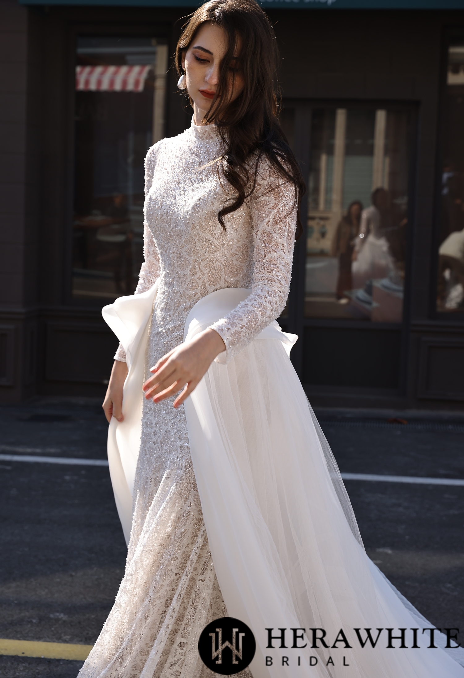 Tulle Bridal Overskirt with Train