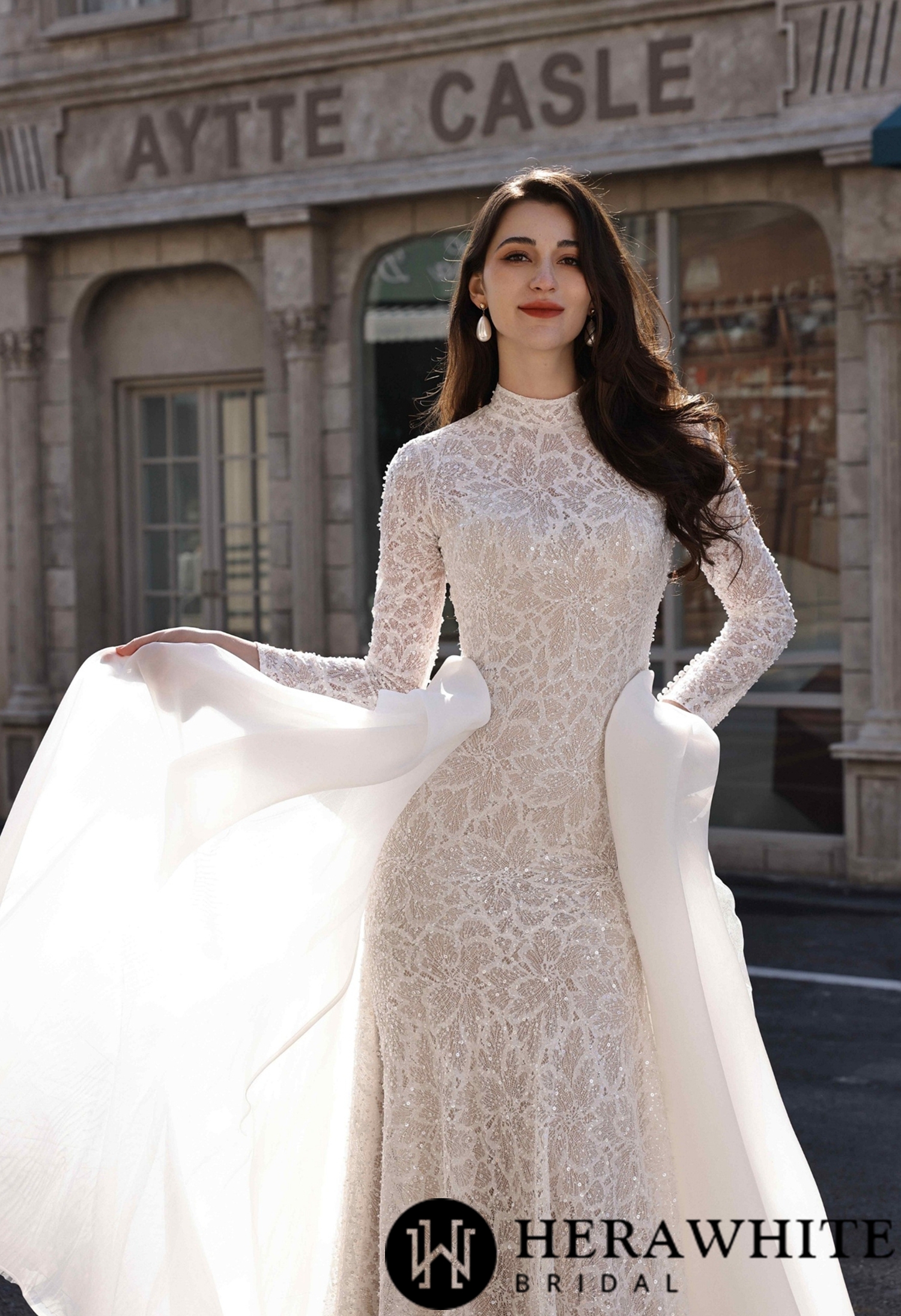 Tulle Bridal Overskirt with Train