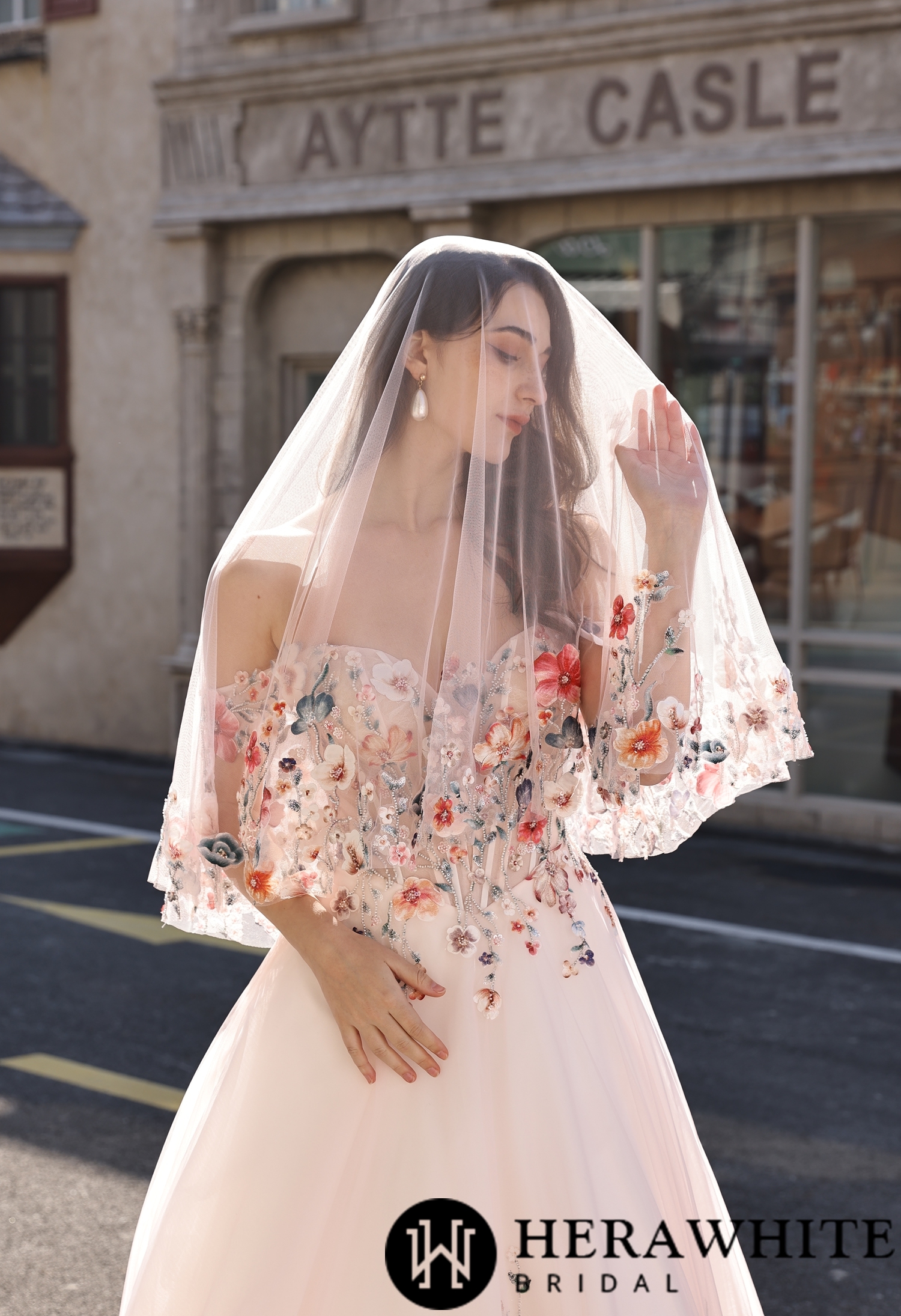 Colorful Floral Bridal Veil