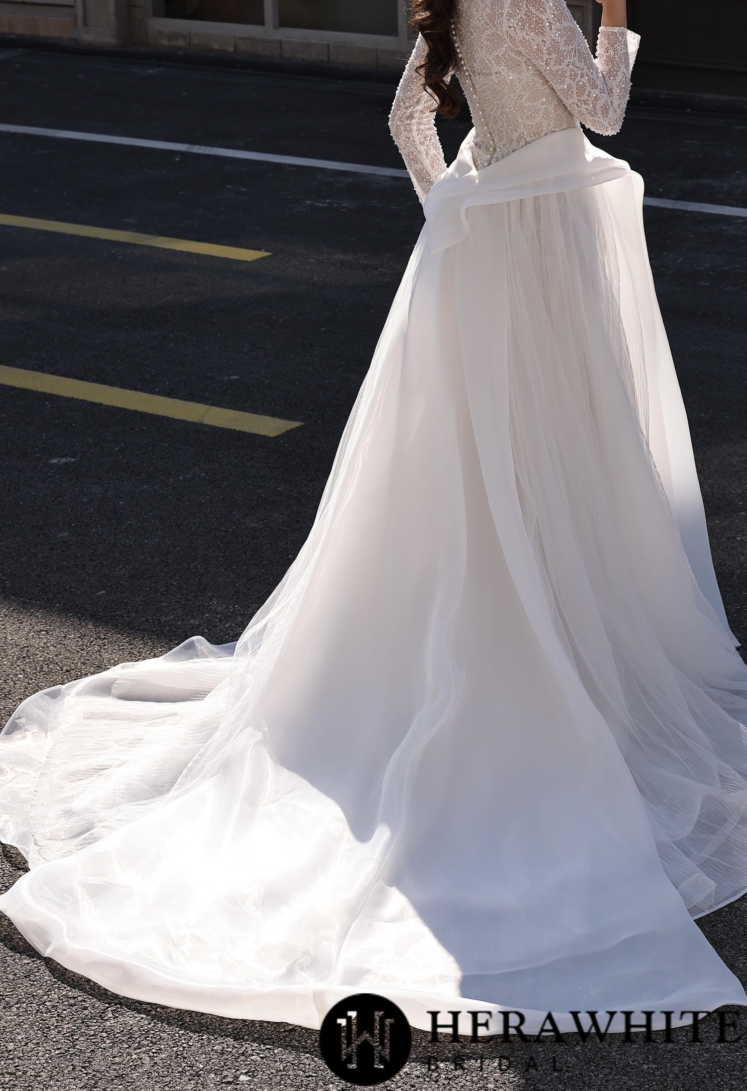 Tulle Bridal Overskirt with Train