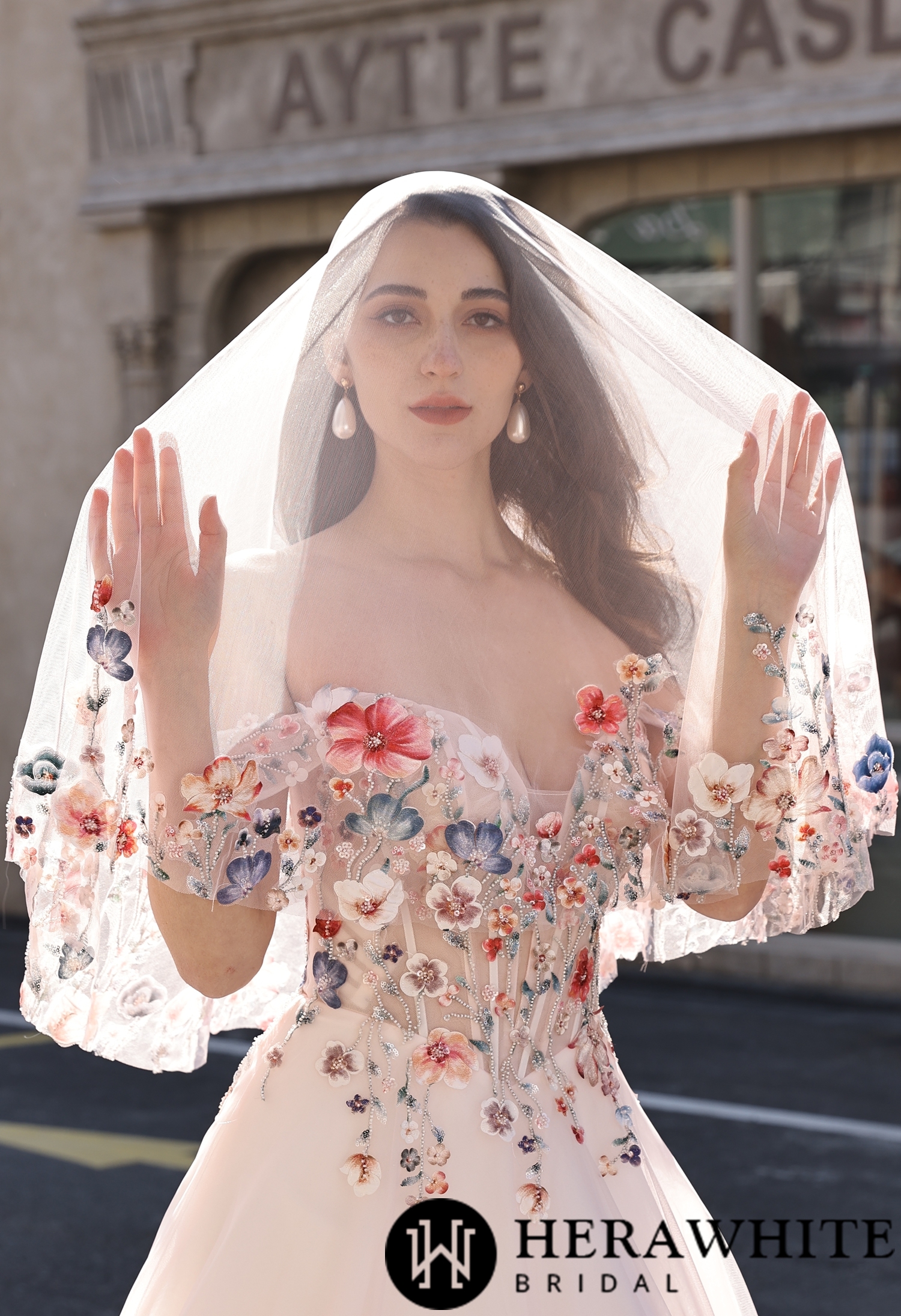 Colorful Floral Bridal Veil