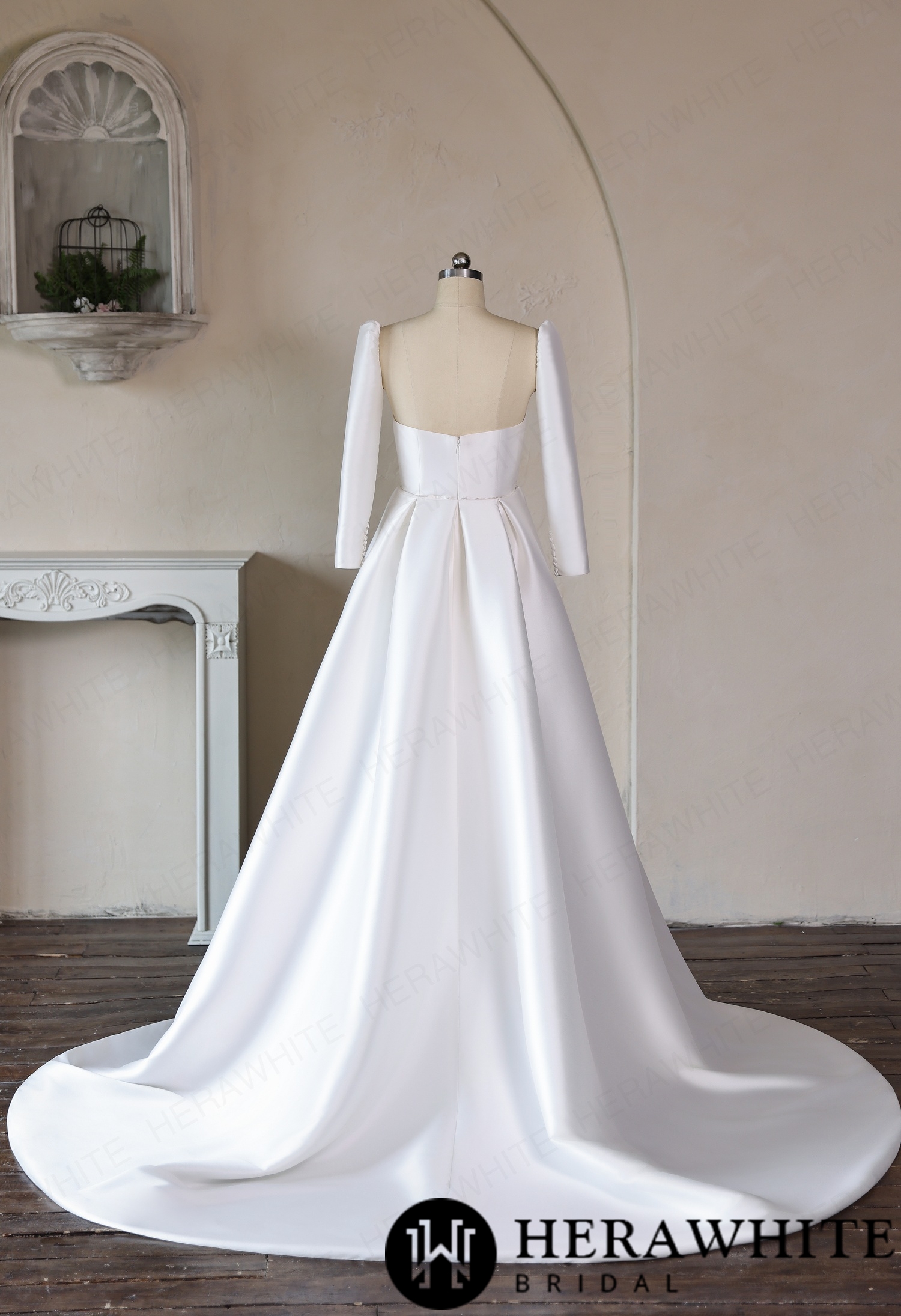 Mikado Wedding Gown with Detachable Overskirt HW3951