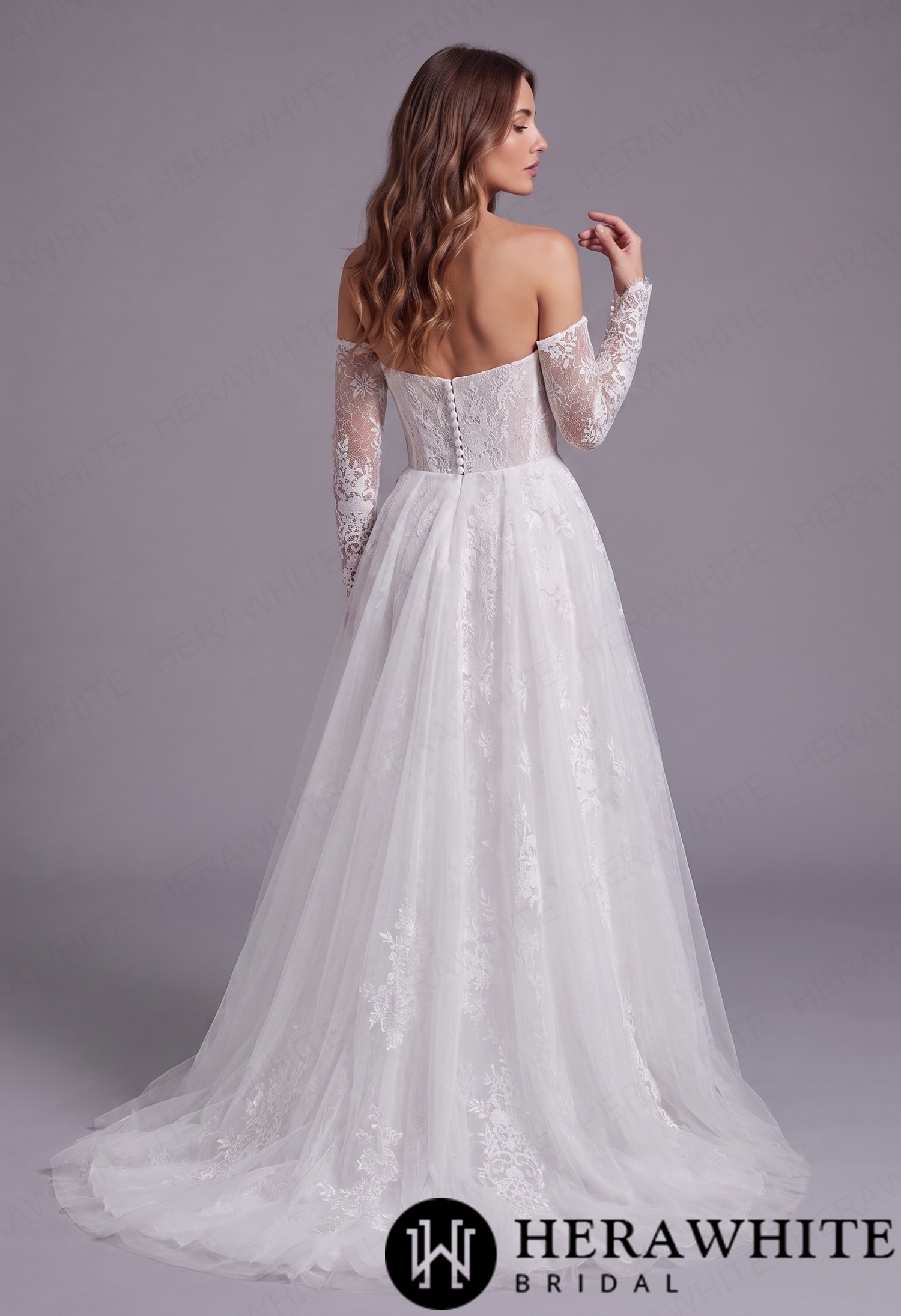 In Stock/ Romantic  Strapless Chantilly Lace Mermaid Wedding Dress