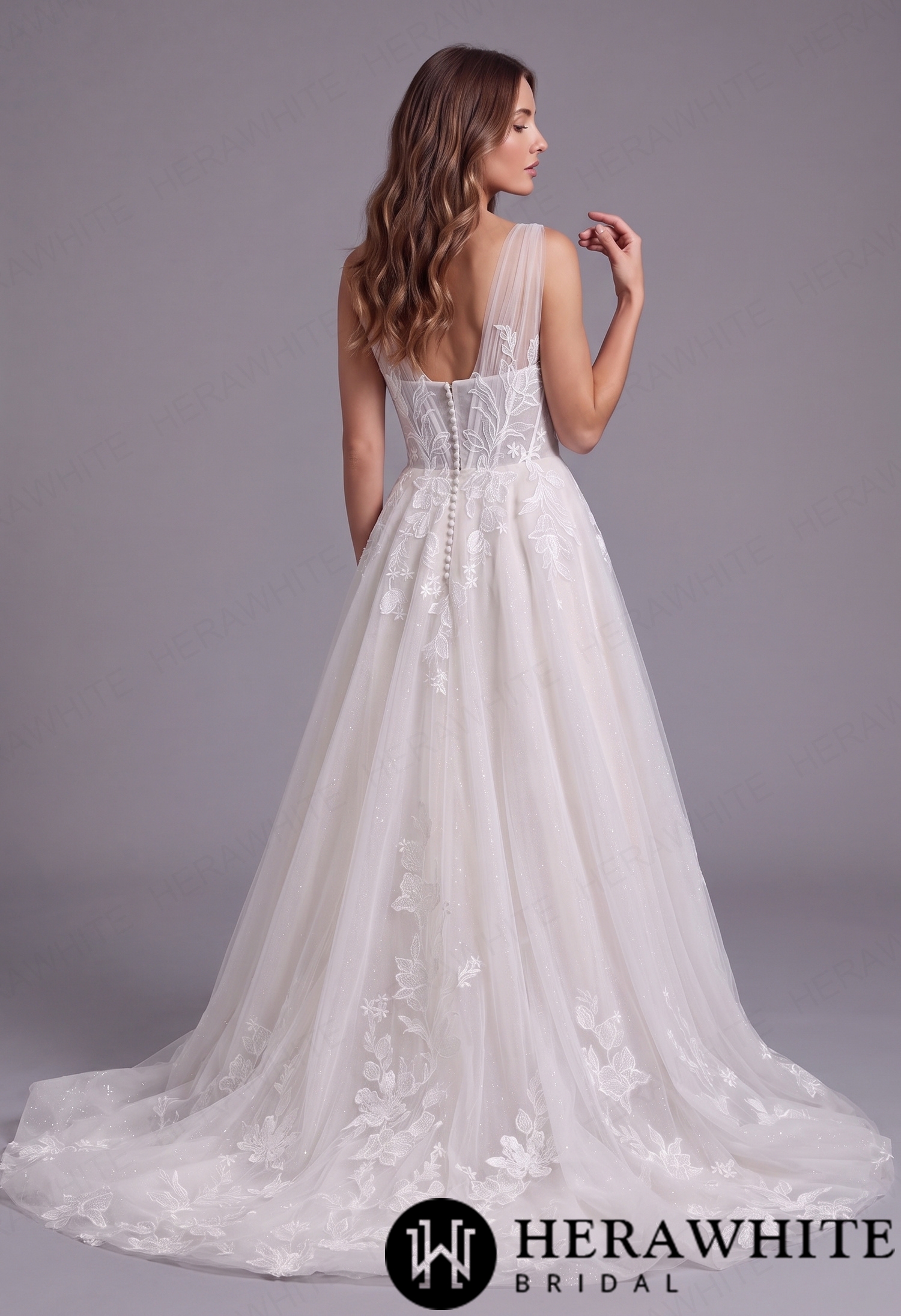 Classic Deep V Lace A-Line Wedding Dress