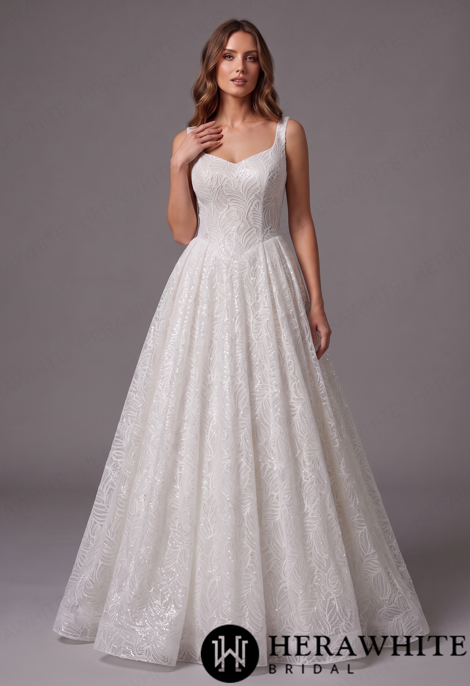 Timeless V Neck Allover Lace A-Line Bridal Gown