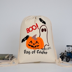 Canvas pull string bag holloween style