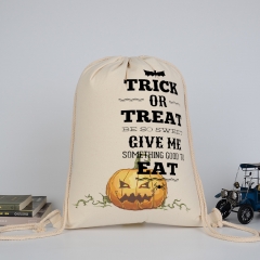 Canvas pull string bag holloween style