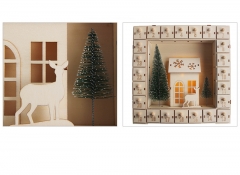 Wooden Chrismas calendar with light. Advent calendars