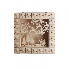 Wooden Chrismas calendar with light. Advent calendars