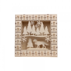 Wooden Chrismas calendar with light. Advent calendars