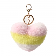 Fakefur heart keychain