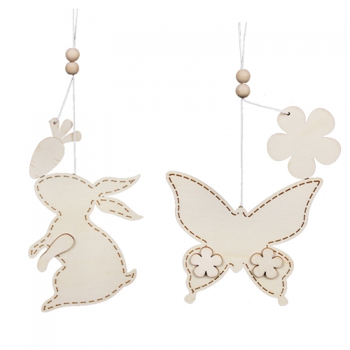 Wooden DIY rabbit and butterfly pendant room decoration for kids