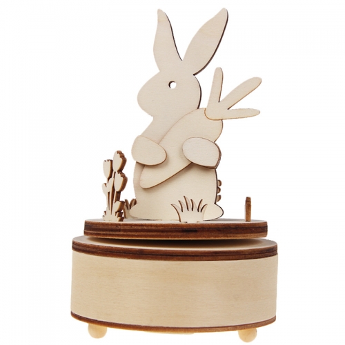 Wooden DIY easter rabbit musical box