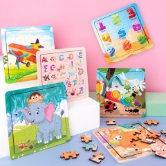 Wooden cartoon puzzle for kids