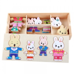 Wooden rabbit family game