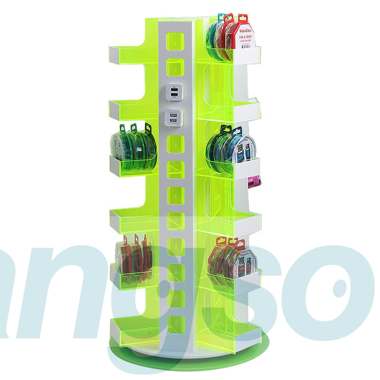 Custom Counter Top Acrylic Mobile Cell Phone Charger Display Case