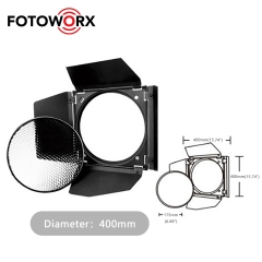 400mm 4 leafs barndoor Reflector Lamp Shade Dish Diffuser compatible for Standard Reflectors