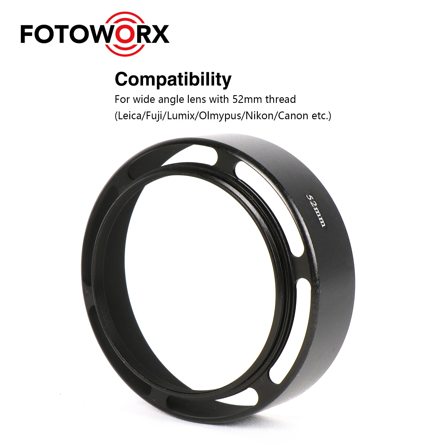 thumbnail image 2 of 67mm Lens Cap 40.5mm Metal Lens Hood With Center Pinch Cap - Universal Hollow Vented Hood For DSLR Cameras 52mm Lens Hood 2 of 10