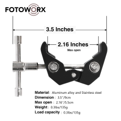 Photography Super Clamp with 1/4''and 3/8'' Thread Clip