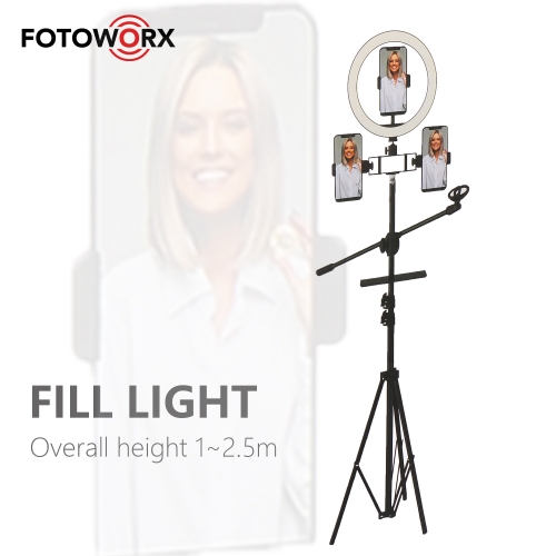 Ring Light tripod set with sound card plate for live streaming