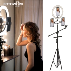 Ring Light tripod set with sound card plate for live streaming